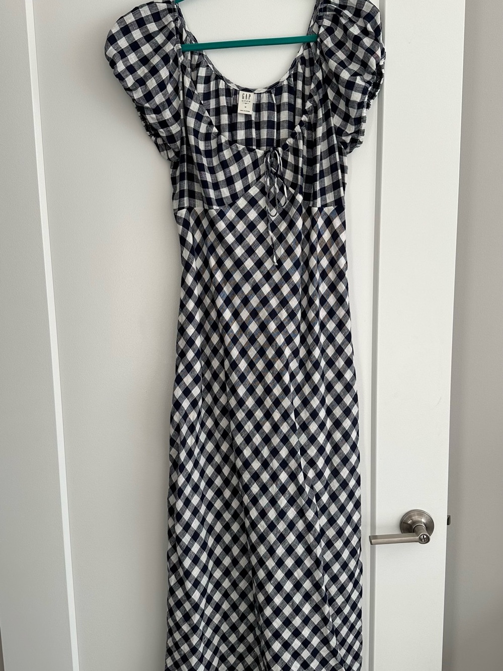 GAP X DOEN Women’s Navy and White Gingham Maxi Dress